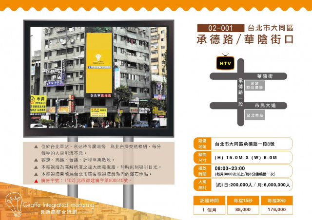 台北市大同區承德路/華陰街口 京站戶外LED電視牆